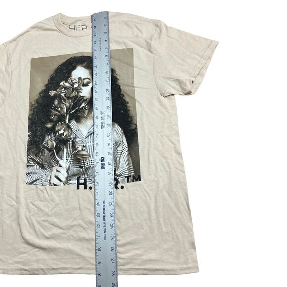 H.E.R T-Shirt Adult M Beige Floral Gabriella Sarmiento R&B Artist Portrait Art - Picture 2 of 7